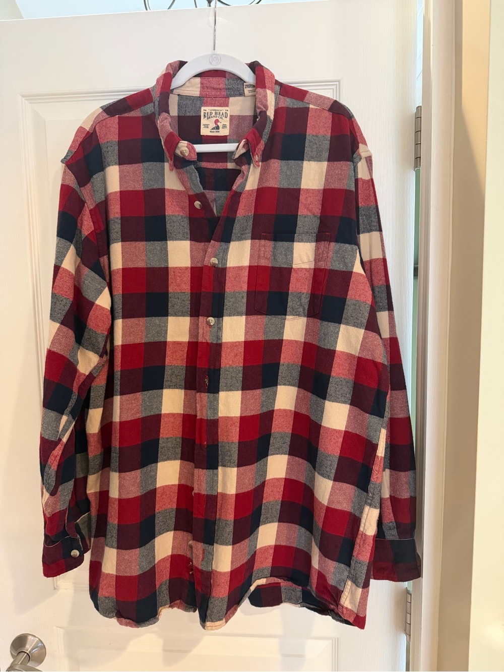 Men’s Red Head Trading Co Red, Navy & Cream Plaid Button-Down Shirt